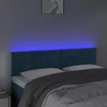 sötétkék bársony LED-es fejtámla 144x5x78/88 cm