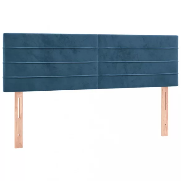 sötétkék bársony LED-es fejtámla 144x5x78/88 cm