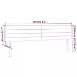 sötétkék bársony LED-es fejtámla 160x5x78/88 cm