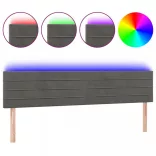 sötétszürke bársony LED-es fejtámla 180x5x78/88 cm