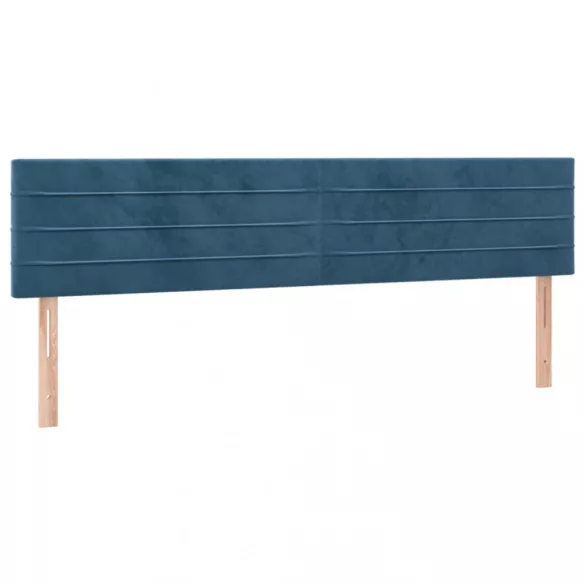 sötétkék bársony LED-es fejtámla 180x5x78/88 cm