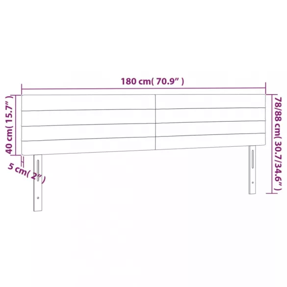sötétkék bársony LED-es fejtámla 180x5x78/88 cm