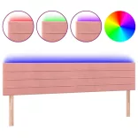 rózsaszín bársony LED-es fejtámla 180x5x78/88 cm