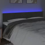 sötétszürke bársony LED-es fejtámla 200x5x78/88 cm