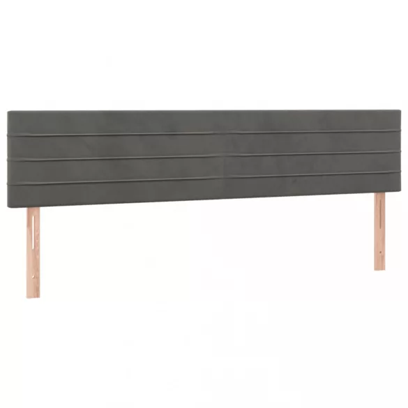 sötétszürke bársony LED-es fejtámla 200x5x78/88 cm