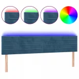 sötétkék bársony LED-es fejtámla 200x5x78/88 cm