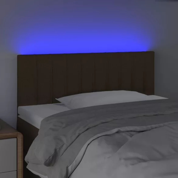 sötétbarna szövet LED-es fejtámla 90x5x78/88 cm