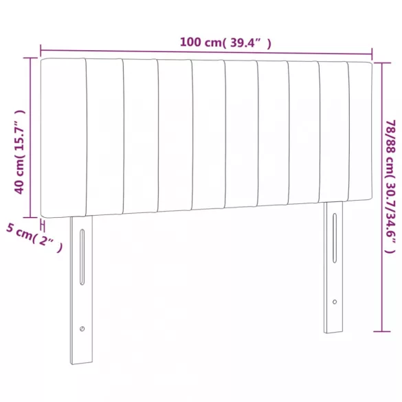 sötétbarna szövet LED-es fejtámla 100x5x78/88 cm