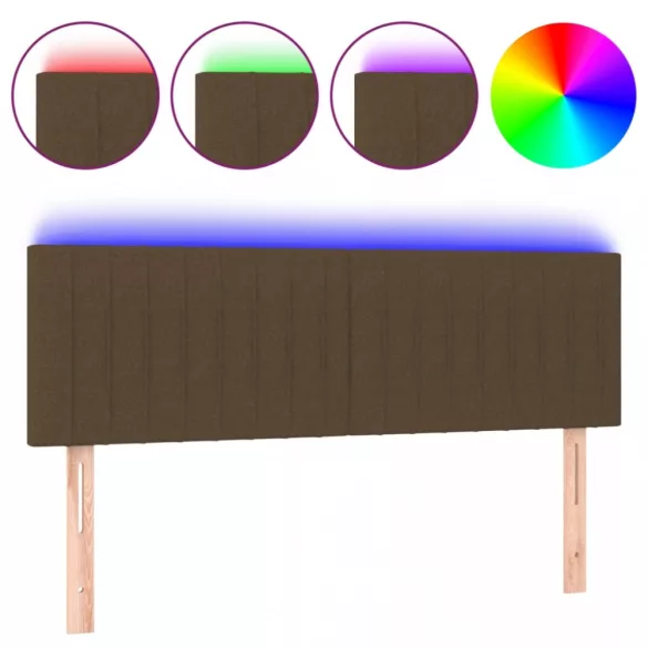 sötétbarna szövet LED-es fejtámla 144x5x78/88 cm