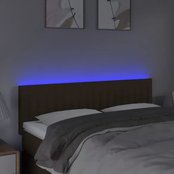 sötétbarna szövet LED-es fejtámla 144x5x78/88 cm