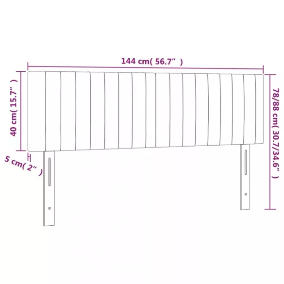 sötétbarna szövet LED-es fejtámla 144x5x78/88 cm