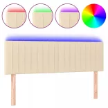 krémszínű szövet LED-es fejtámla 144x5x78/88 cm
