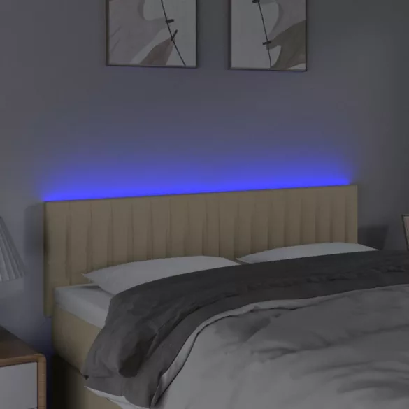 krémszínű szövet LED-es fejtámla 144x5x78/88 cm