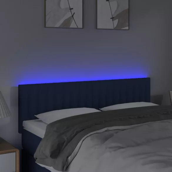 kék szövet LED-es fejtámla 144x5x78/88 cm