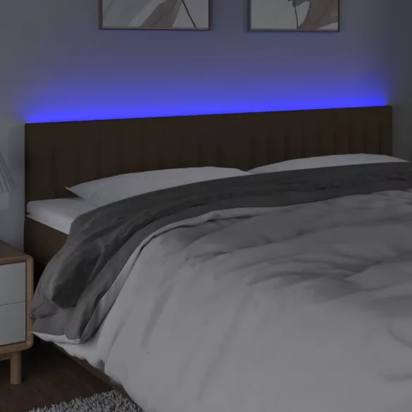 sötétbarna szövet LED-es fejtámla 160x5x78/88 cm