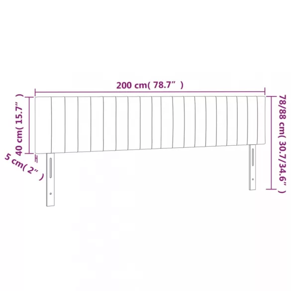 sötétbarna szövet LED-es fejtámla 200x5x78/88 cm