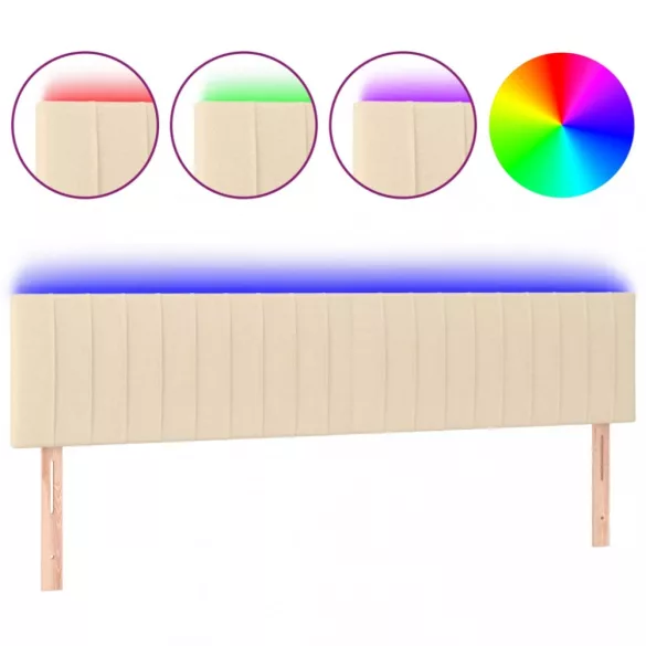 krémszínű szövet LED-es fejtámla 200x5x78/88 cm