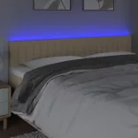 krémszínű szövet LED-es fejtámla 200x5x78/88 cm