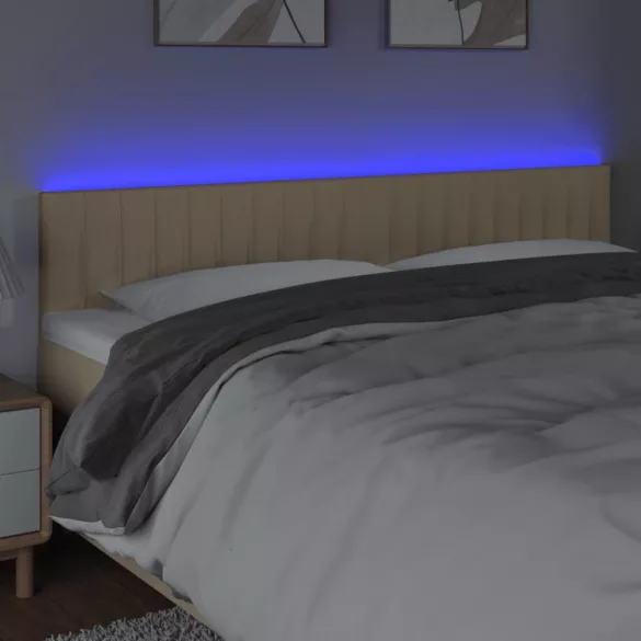 krémszínű szövet LED-es fejtámla 200x5x78/88 cm