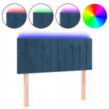 sötétkék bársony LED-es fejtámla 80 x 5 x 78/88 cm
