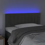 sötétszürke bársony LED-es fejtámla 90x5x78/88 cm