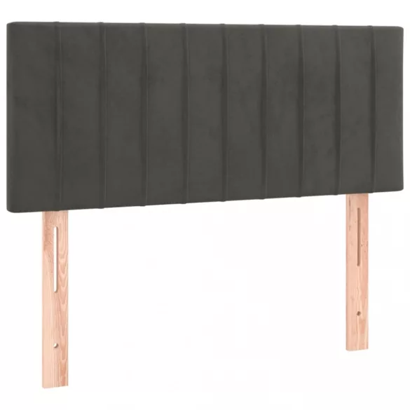 sötétszürke bársony LED-es fejtámla 90x5x78/88 cm