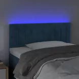 sötétkék bársony LED-es fejtámla 90x5x78/88 cm
