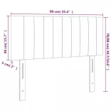 sötétkék bársony LED-es fejtámla 90x5x78/88 cm