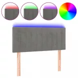 világosszürke bársony LED-es fejtámla 100x5x78/88 cm