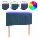 sötétkék bársony LED-es fejtámla 100x5x78/88 cm