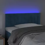 sötétkék bársony LED-es fejtámla 100x5x78/88 cm