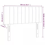 sötétkék bársony LED-es fejtámla 100x5x78/88 cm