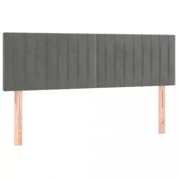 világosszürke bársony LED-es fejtámla 144x5x78/88 cm