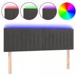 sötétszürke bársony LED-es fejtámla 144x5x78/88 cm