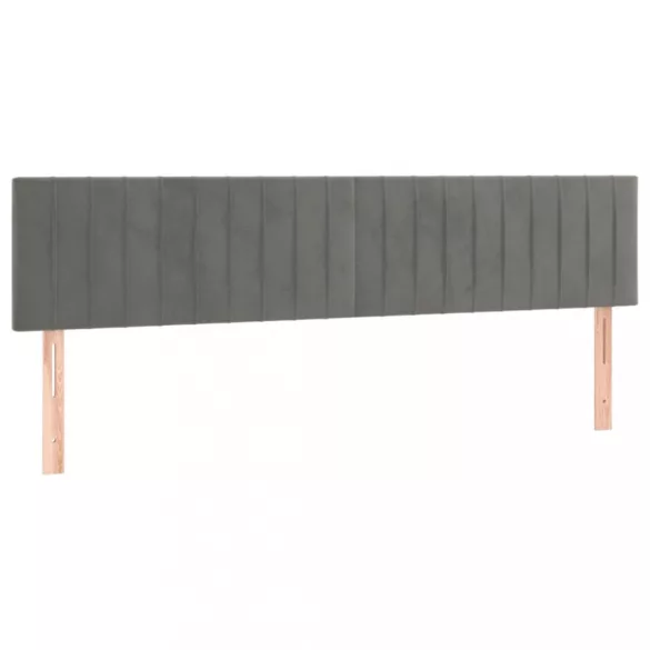 világosszürke bársony LED-es fejtámla 160x5x78/88 cm
