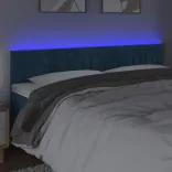 sötétkék bársony LED-es fejtámla 160x5x78/88 cm