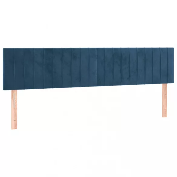 sötétkék bársony LED-es fejtámla 160x5x78/88 cm