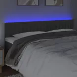 sötétszürke bársony LED-es fejtámla 180x5x78/88 cm