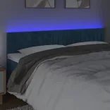 sötétkék bársony LED-es fejtámla 180x5x78/88 cm