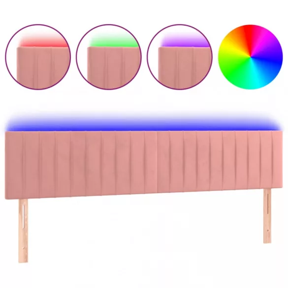 rózsaszín bársony LED-es fejtámla 180x5x78/88 cm