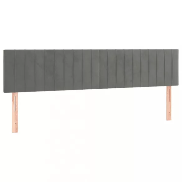 világosszürke bársony LED-es fejtámla 200x5x78/88 cm