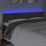 sötétszürke bársony LED-es fejtámla 200x5x78/88 cm