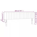 sötétszürke bársony LED-es fejtámla 200x5x78/88 cm