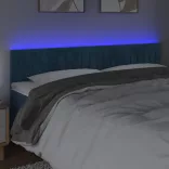 sötétkék bársony LED-es fejtámla 200x5x78/88 cm