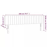 sötétkék bársony LED-es fejtámla 200x5x78/88 cm