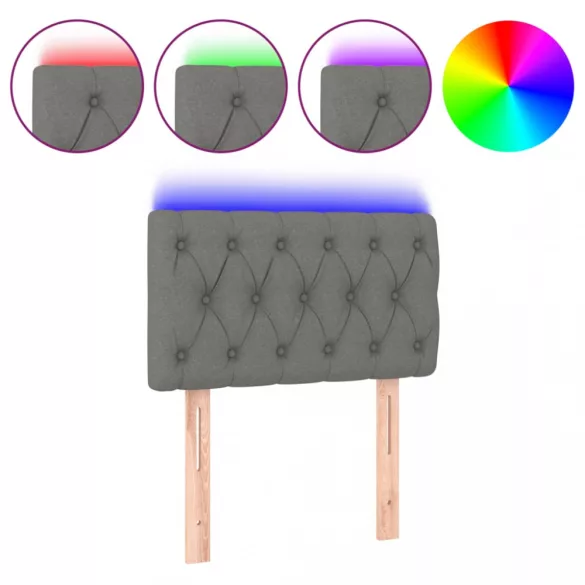 sötétszürke szövet LED-es fejtámla 80 x 7 x 78/88 cm
