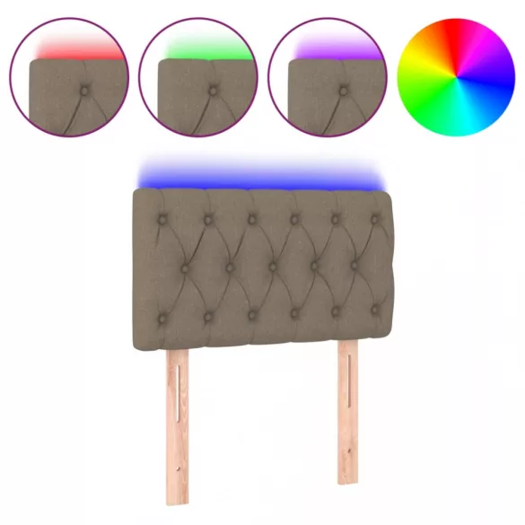 tópszínű szövet LED-es fejtámla 80 x 7 x 78/88 cm