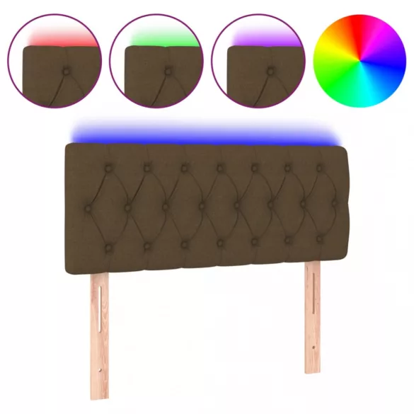 sötétbarna szövet LED-es fejtámla 90 x 7 x 78/88 cm