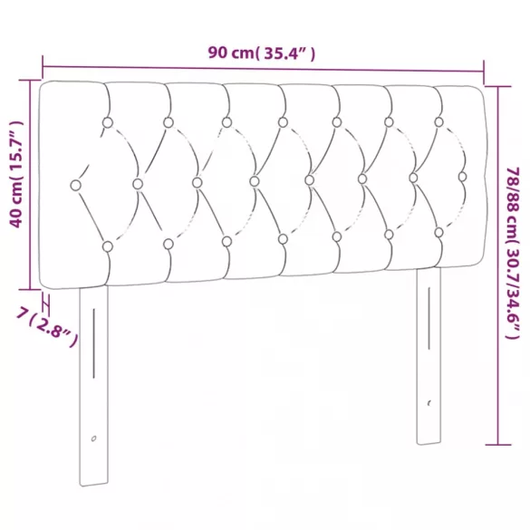 sötétbarna szövet LED-es fejtámla 90 x 7 x 78/88 cm