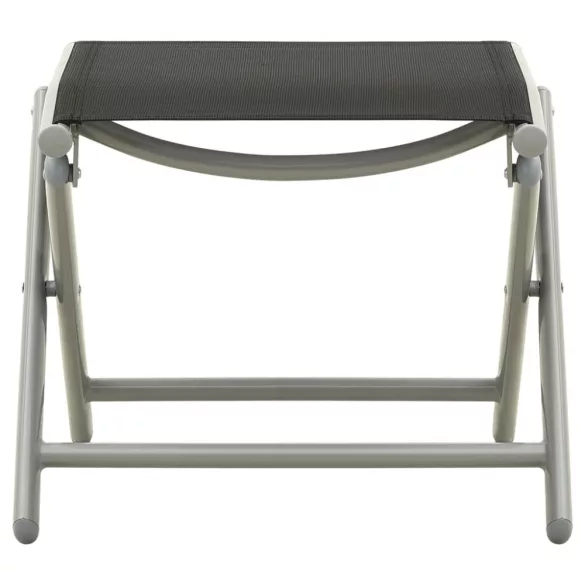 fekete és ezüst textilén és alumínium összecsukható lábtartó